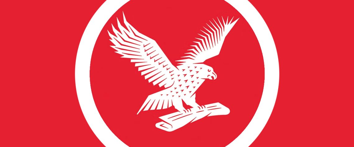 The logo of The Independent - a hawk carrying a newspaper - on a red background in a white ring